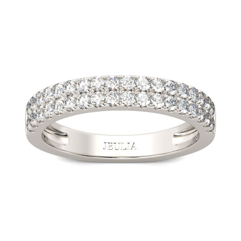 Dainty Round Cut Sterling Silver Wedding Band for Her