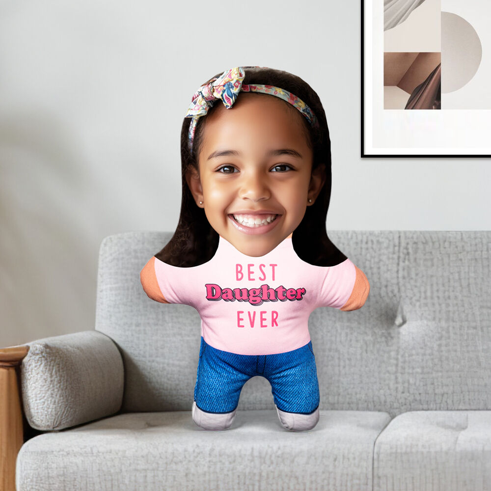 "Best Daughter Ever" Personalized Face Pillow Idea Picture Cushion Gift for Kid