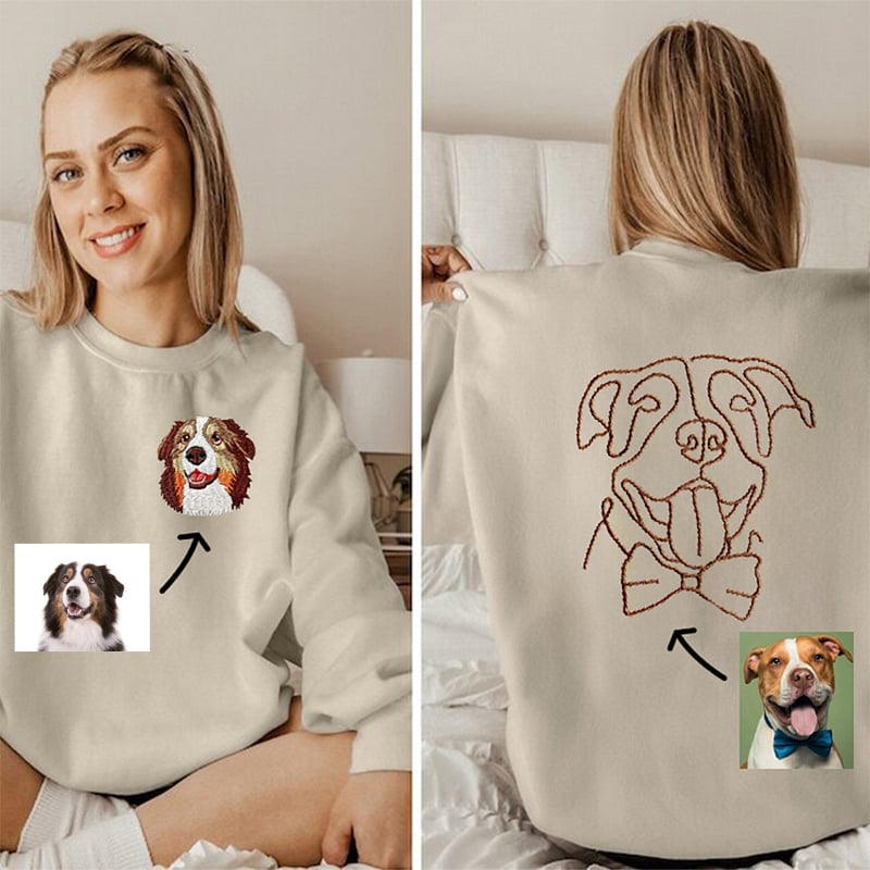 犬 ペット 写真 両面 刺繍 スウェット トレーナー オーダーメイド