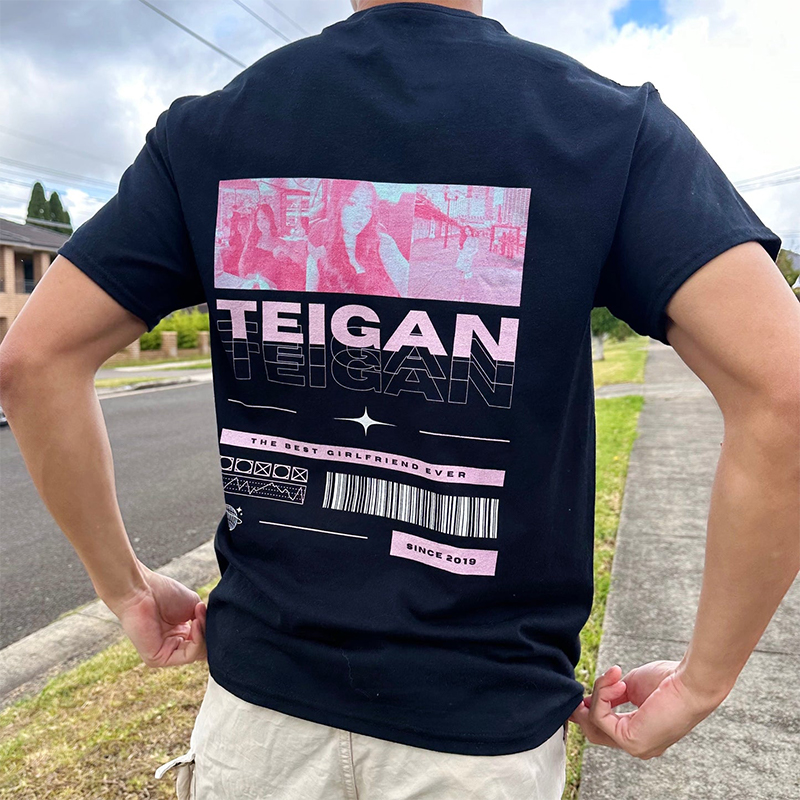 Personalized T-shirt Custom Couple Photo and Name Chic Style Design Attractive Gift for Lovers