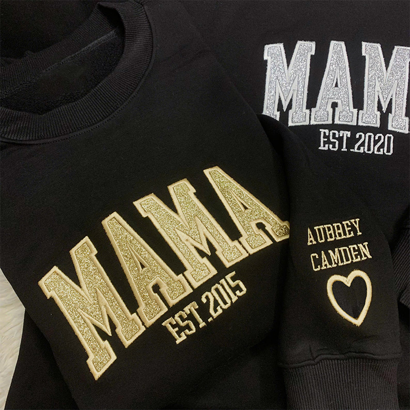 Gepersonaliseerd Sweatshirt Geborduurd Mamma met Custom Glitter Ontwerp Aantrekkelijk Moederdag Cadeau
