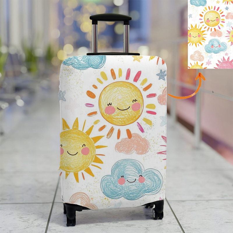 Personalized Luggage Cover Custom Made with Children's Drawings and Photos Fun Gifts for Kids