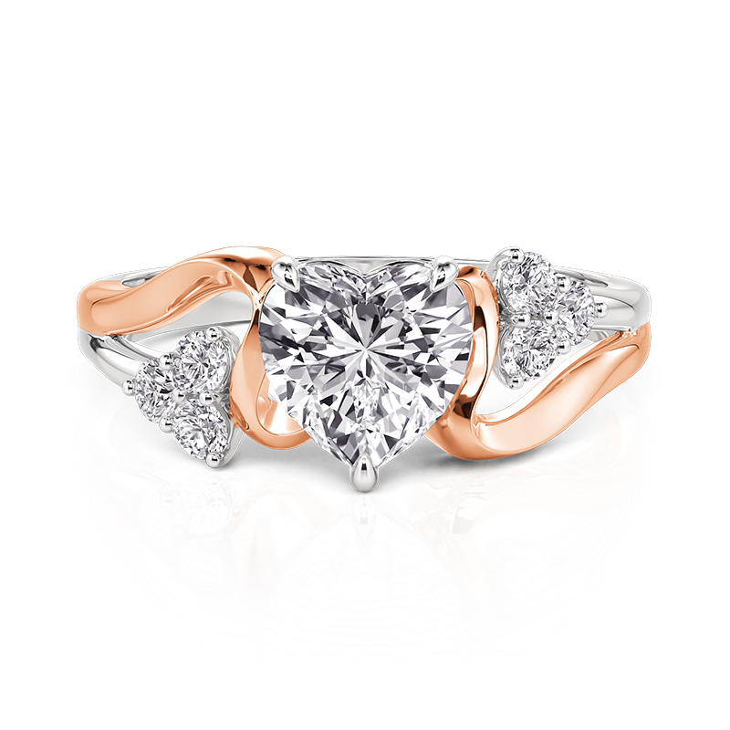 Jeulia Amore Two Tone Heart Bypass Engagement Ring