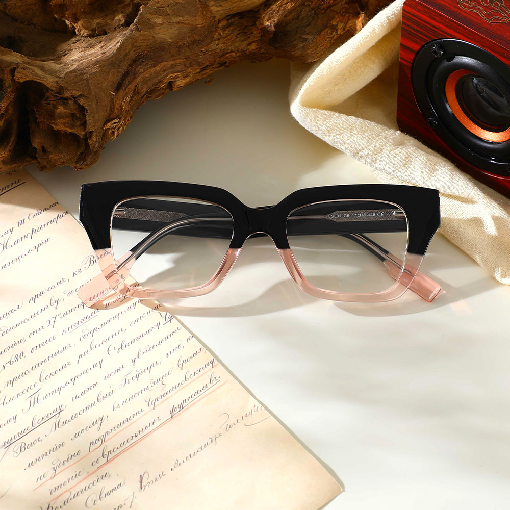 Ida Square Black Pink Glasses