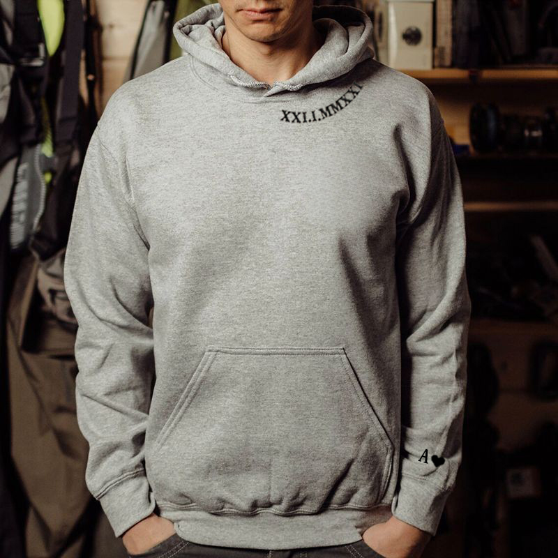 オリジナル 刺繍 イニシャル ローマ数字 パーカー フーディー