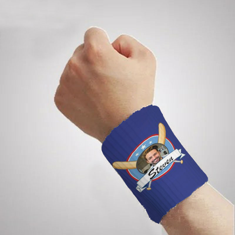 Personalized Sports Wristband Baseball Logo Design with Custom Photo Name Cool Gift for Him