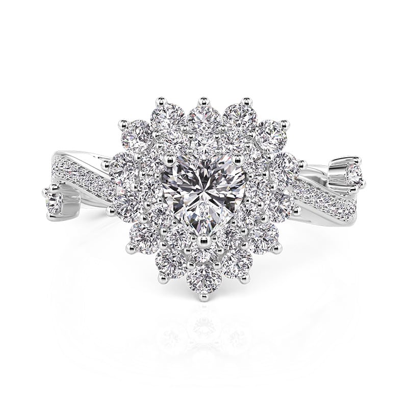 Jeulia Double Halo Twist Heart Promise Ring Sterling Silver