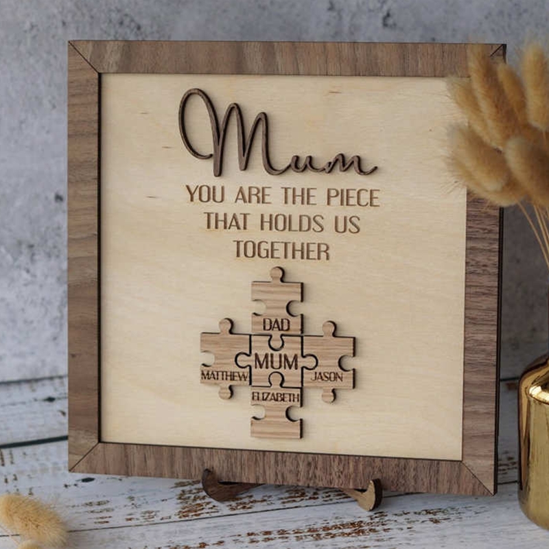 Personalized Wood Name Puzzle Frame "You Are The Piece That Holds Us Together" for Mother's Day Gift