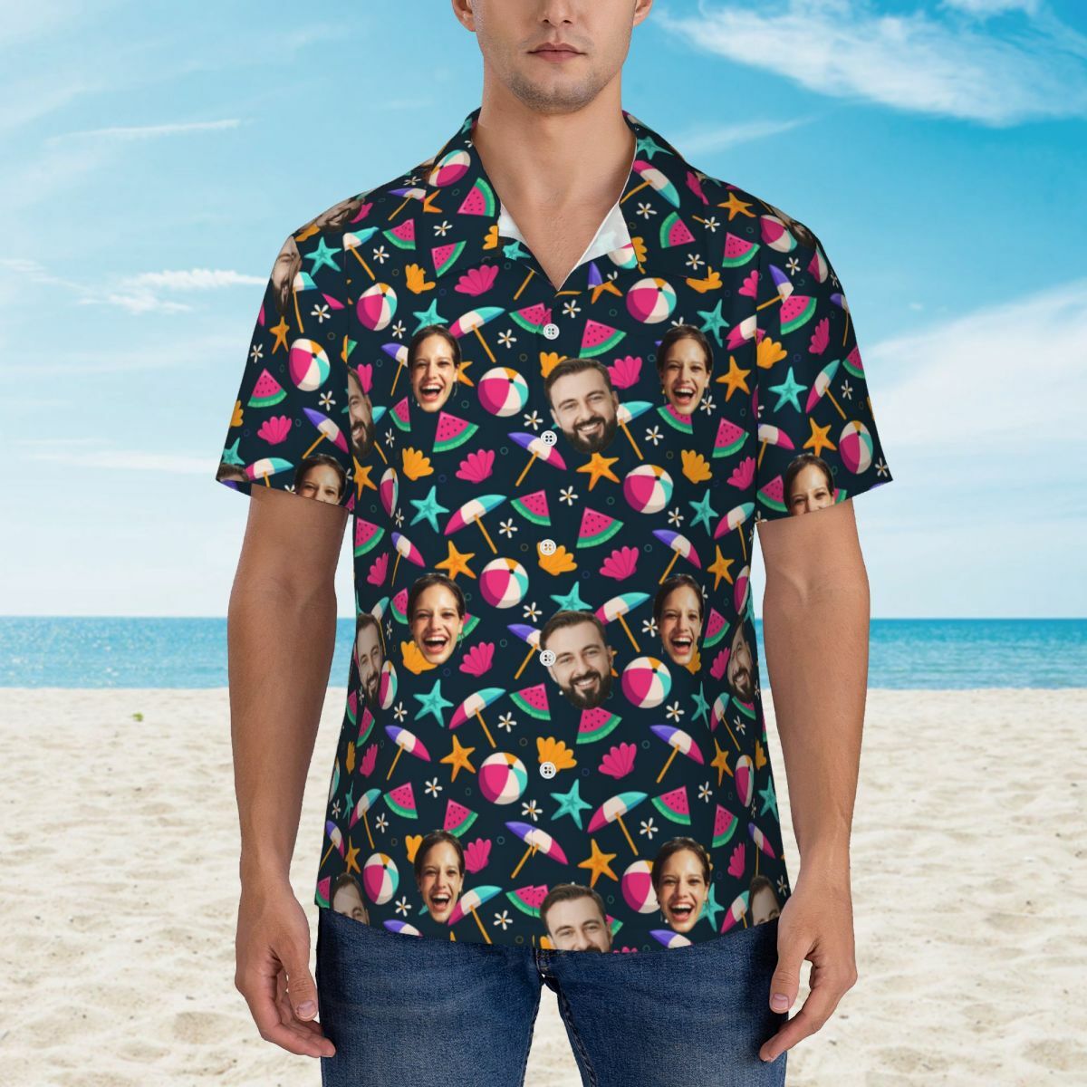 Personalized Hawaiian Shirt Beach Umbrella Summer Clothing for Men