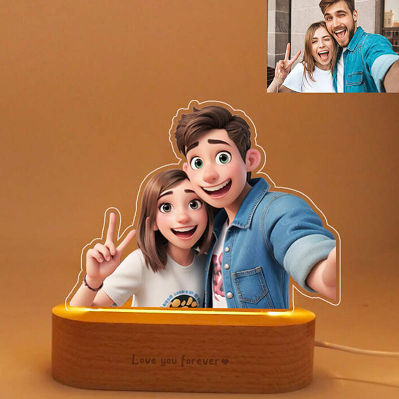 Personalized Cartoon Acrylic Photo Lamp Sweet Gift For Valentine's Day