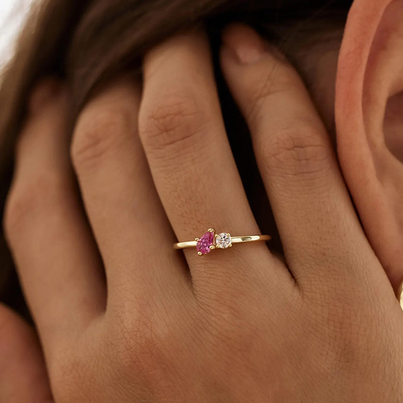 Personalized Birthstone Ring Beautiful Gift for Couples