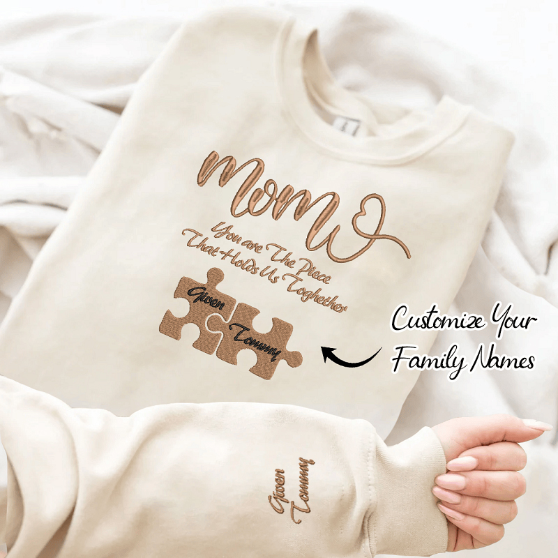 Personalized Sweatshirt Embroidered Puzzles You Are The Piece That Holds Us Together Warm Gift for Family