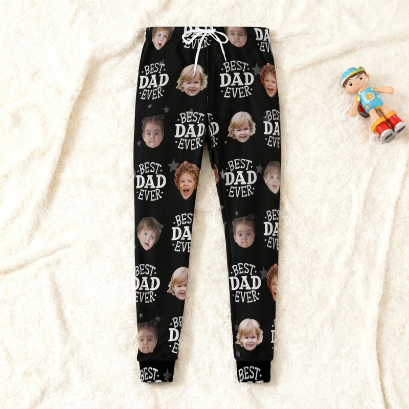 Personalized Unisex Sweatpants Custom Kids Photo Best Dad Ever Perfect Gift for Father