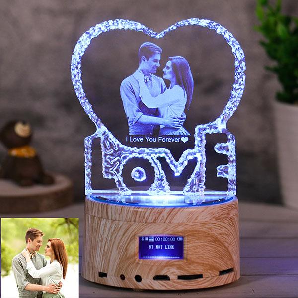 Personalized Photo Crystal Lamp Bluetooth Speaker - LOVE