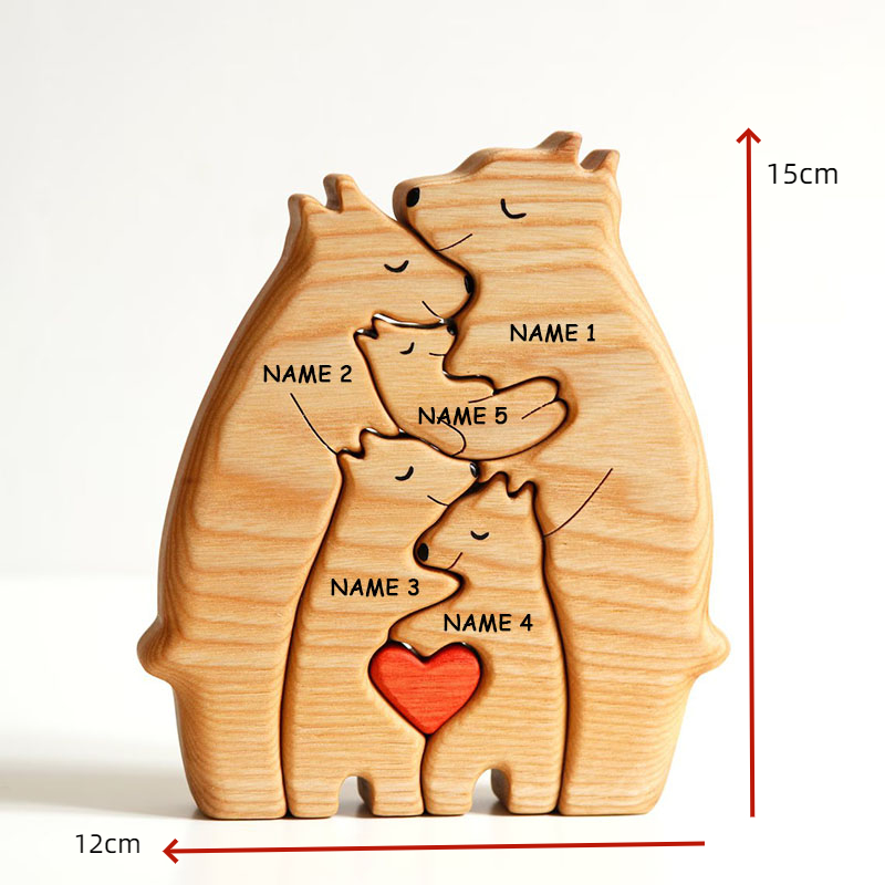 Puzzle di famiglia in legno personalizzato con nomi di orso Regalo commemorativo