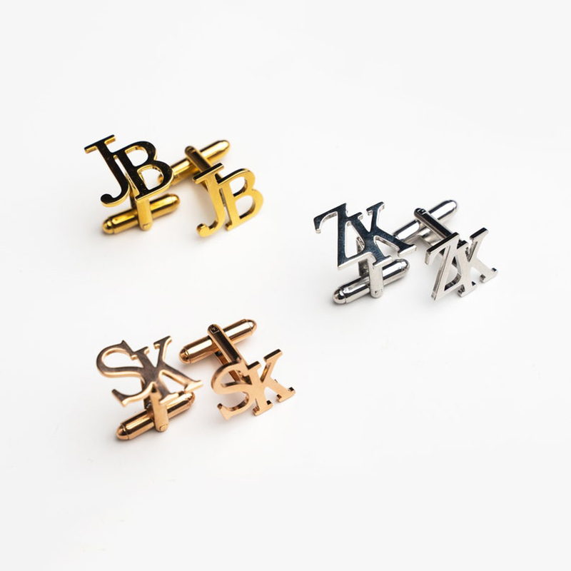 Personalized Custom Cufflink Initial Name Two Letters Design Precious Gift for Him Husband