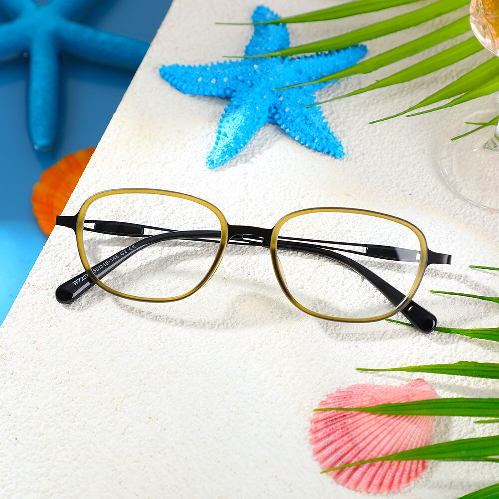 Marjorie Rechteckige Grüne Brille