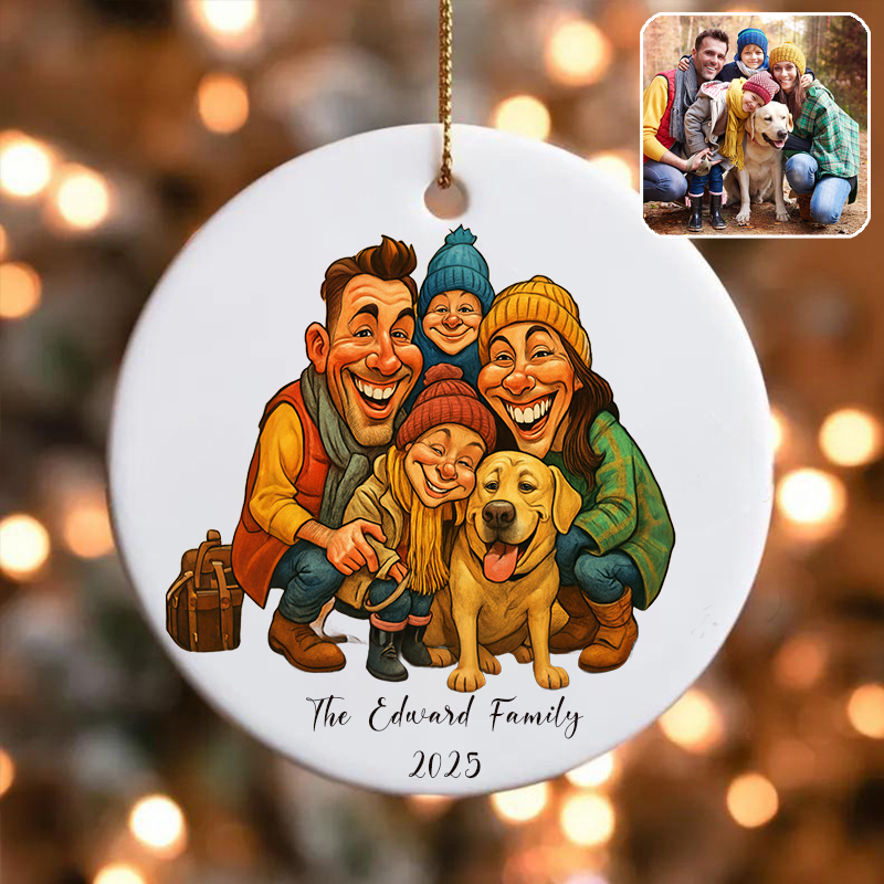 Personalized Hanging Ornaments Customized Cartoon Style Photo Christmas Gift