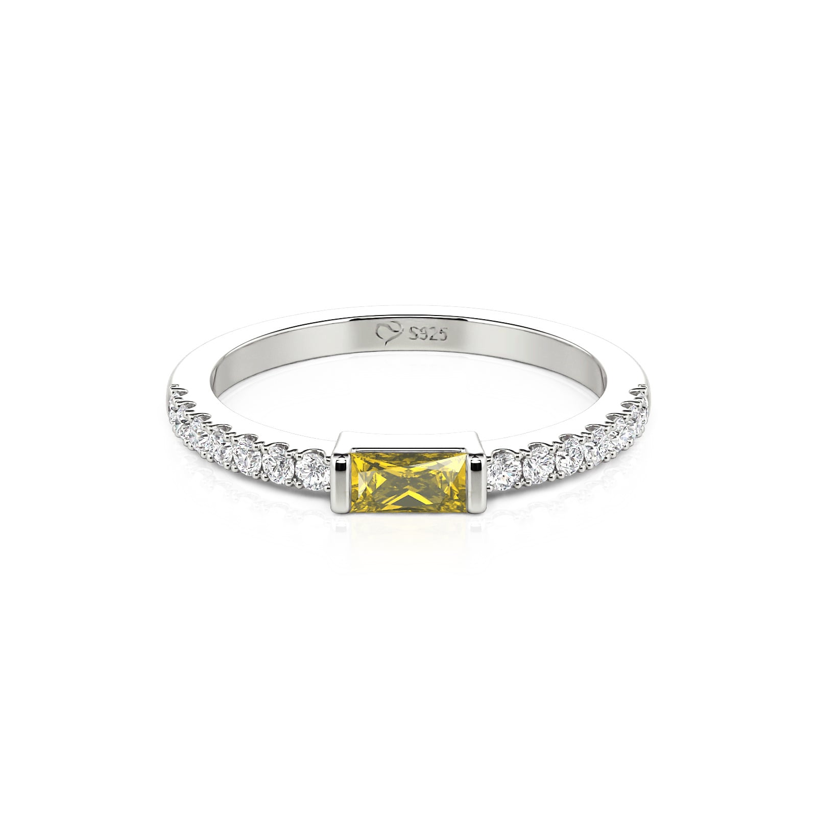 Jeulia Custom Dainty East West Baguette Cut Birthstone Ring
