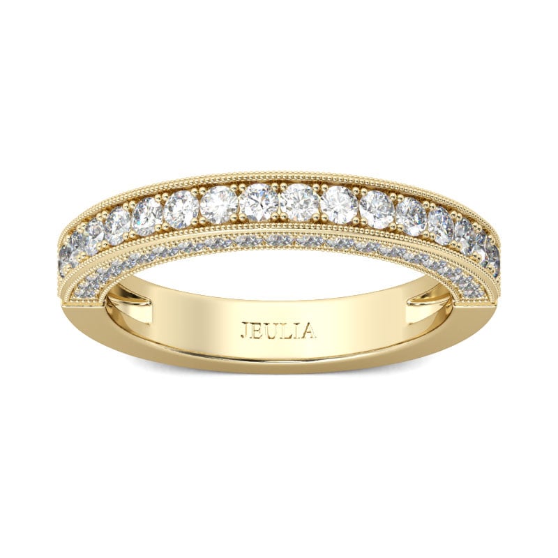 Classic Round Cut Sterling Silver Wedding Bands for Women in Yellow Gold