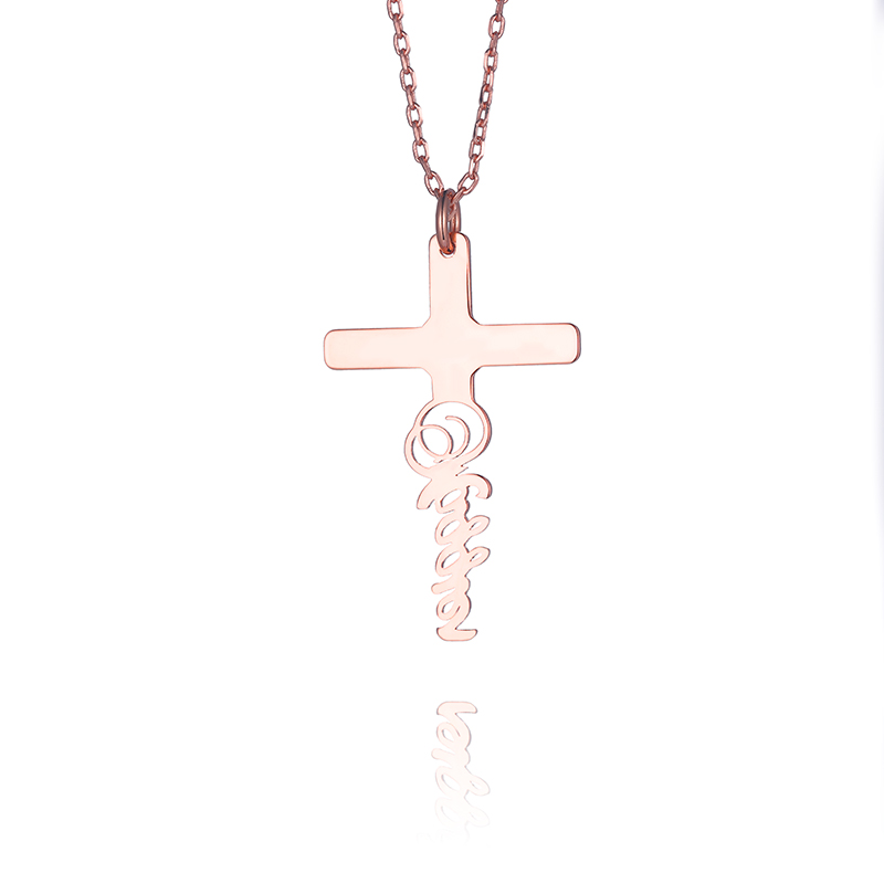 クロス 十字架 ネーム 誕生石 ネックレス