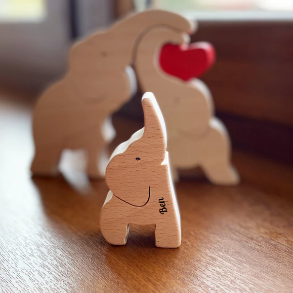Puzzle in legno personalizzato della famiglia Elefante carino Regalo di Natale caldo per la famiglia