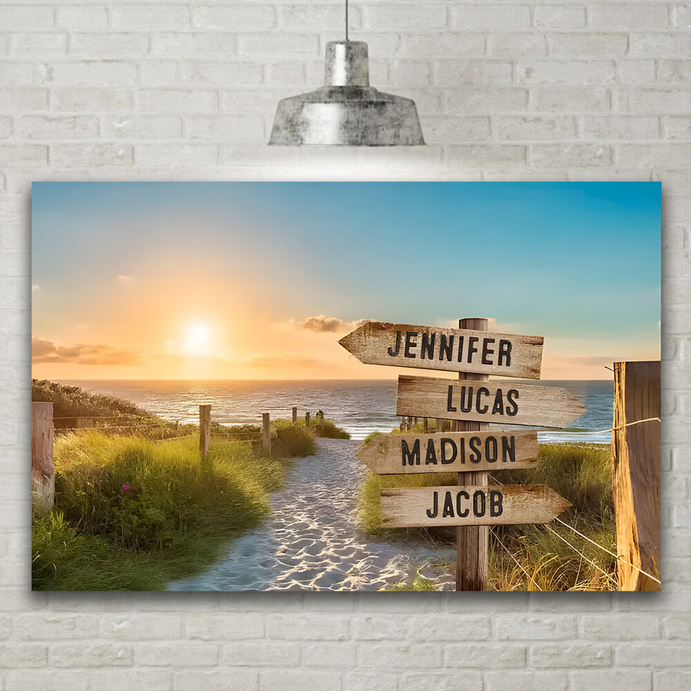 Personalized Name Canvas Wall Art Sea Pattern Best Present for Family