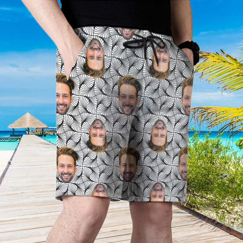 Personalized Picture Men's Beach Shorts with Unique Pattern Cool Gift for Family