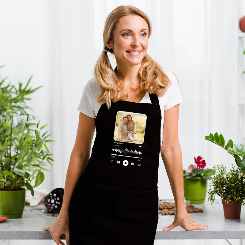 Personalized Picture Apron with Custom Spotify Code Creative Gift for Friend