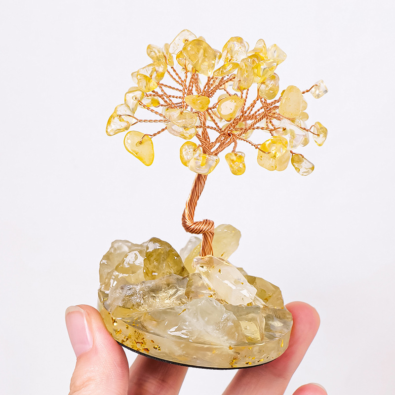 Crystal Fortune Tree Crystal Tooth Flower Tree Large Block of Raw Stone Base Deco for Friends