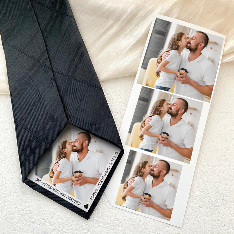 Individuelles Bild Krawatte mit individuellem Datum Besonderes Geschenk für Daddy