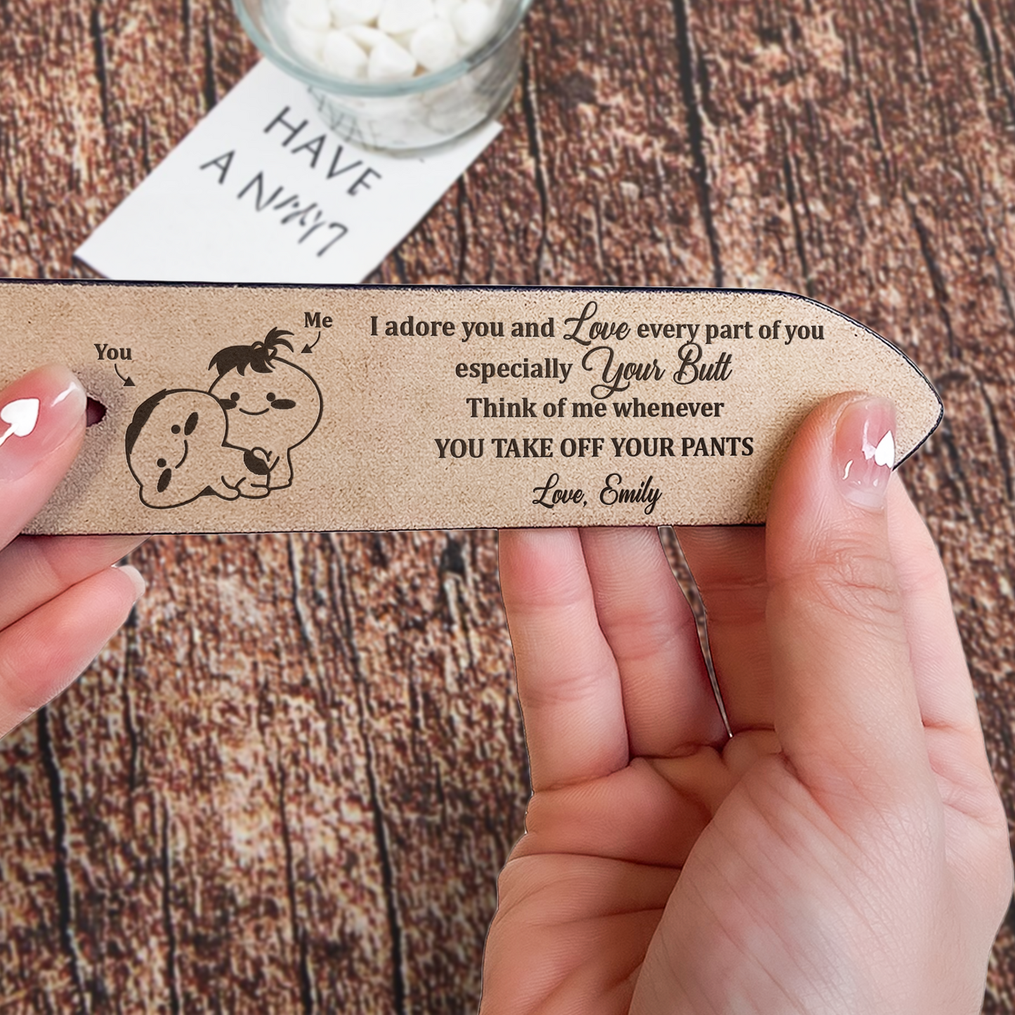 Gepersonaliseerde leren riem echt leer gegraveerd riem zoete verjaardag cadeau voor echtgenoot