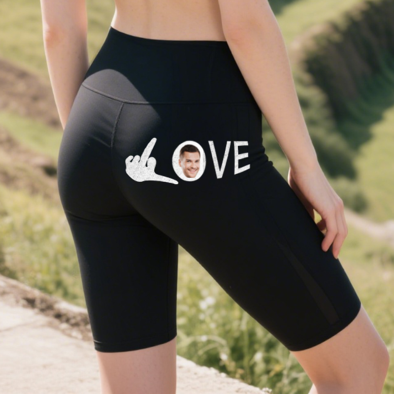 Personalized Biker Leggings My Love Custom Head Photo Attractive Gift for Valentine's Day