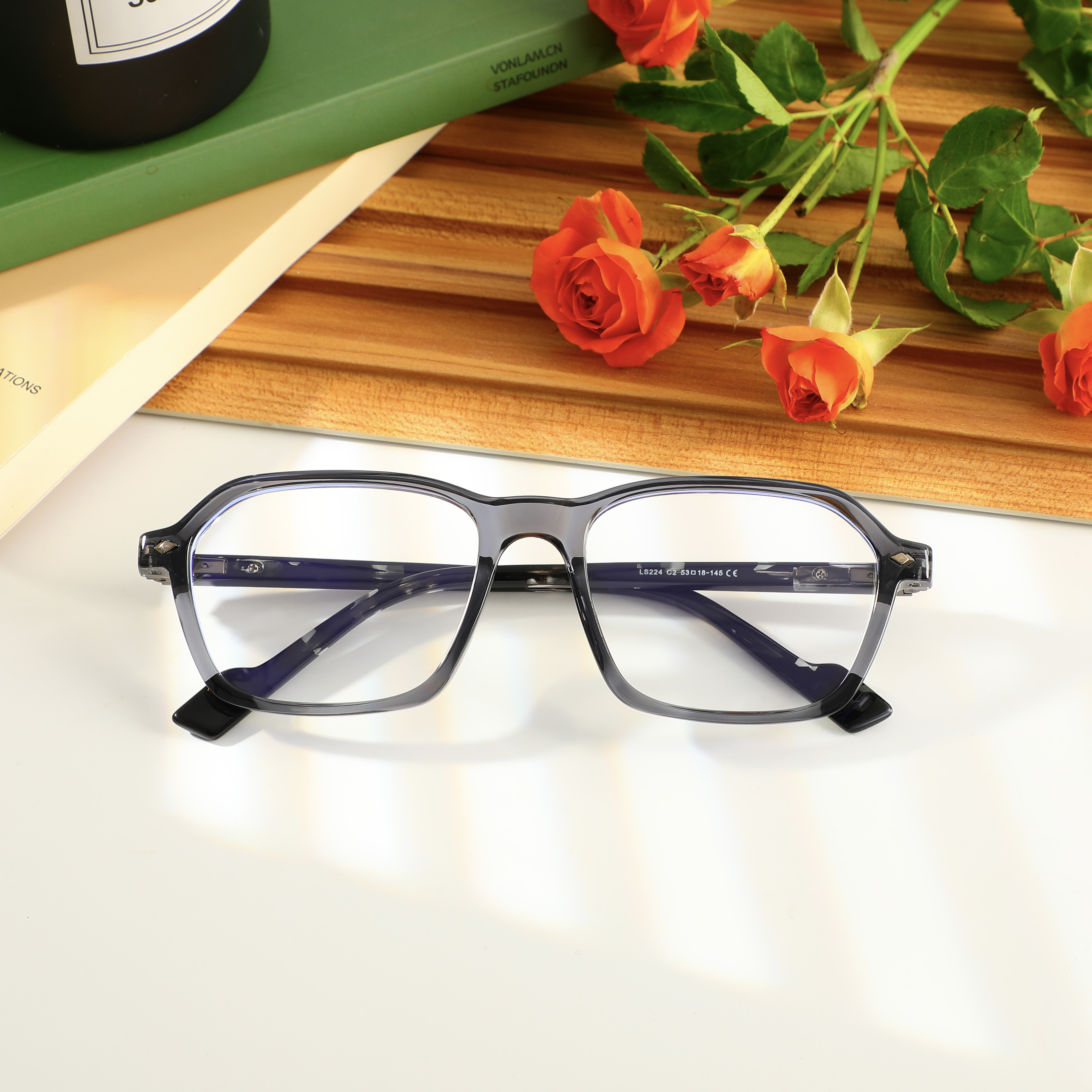 Gresham Rechteckige Graue Brille