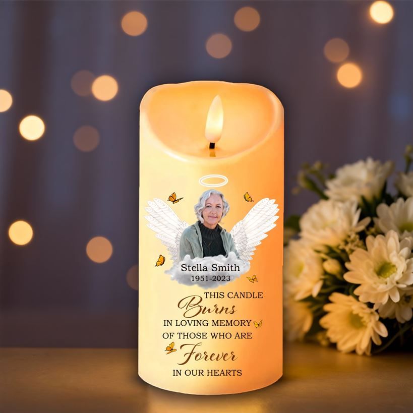 „Always Stay Loved” Pamiątkowa świeca LED na zamówienie jako prezent kondolencyjny dla członków rodziny