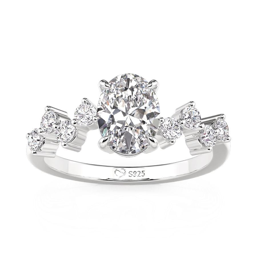 Jeulia Classic Heartbeat Oval Engagement Ring