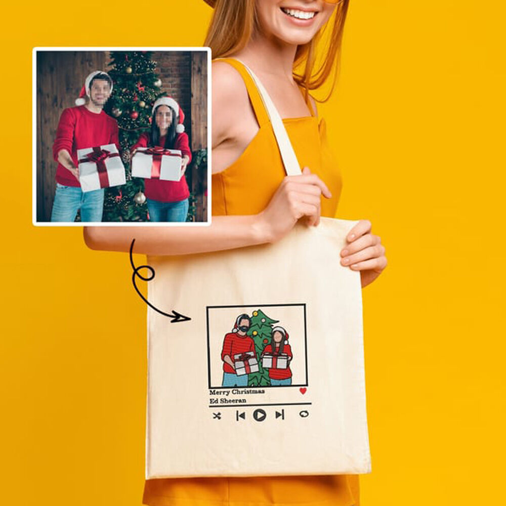 Custom Embroidered Canvas Bag Add Photo as Gift