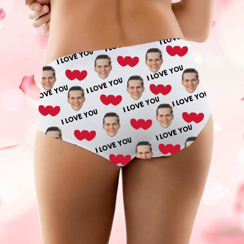 Gepersonaliseerd Vrouwenondergoed met Rood Hartpatroon Prachtig Cadeau voor Haar