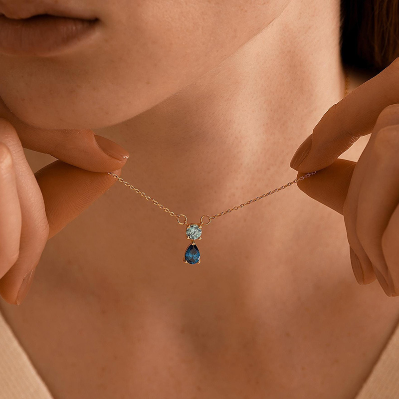 Personalized Twin Birthstone Necklace Great Gift For Valentine's Day