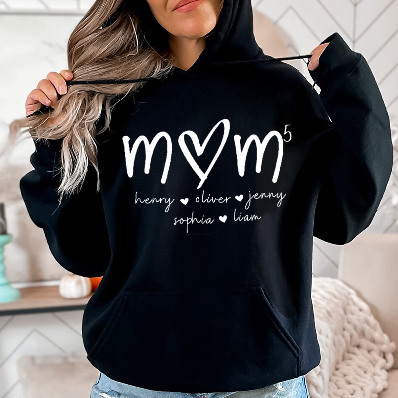 Personalized Hoodie Custom Mom with Number of Children and Names Design Creative Mother's Day Gift