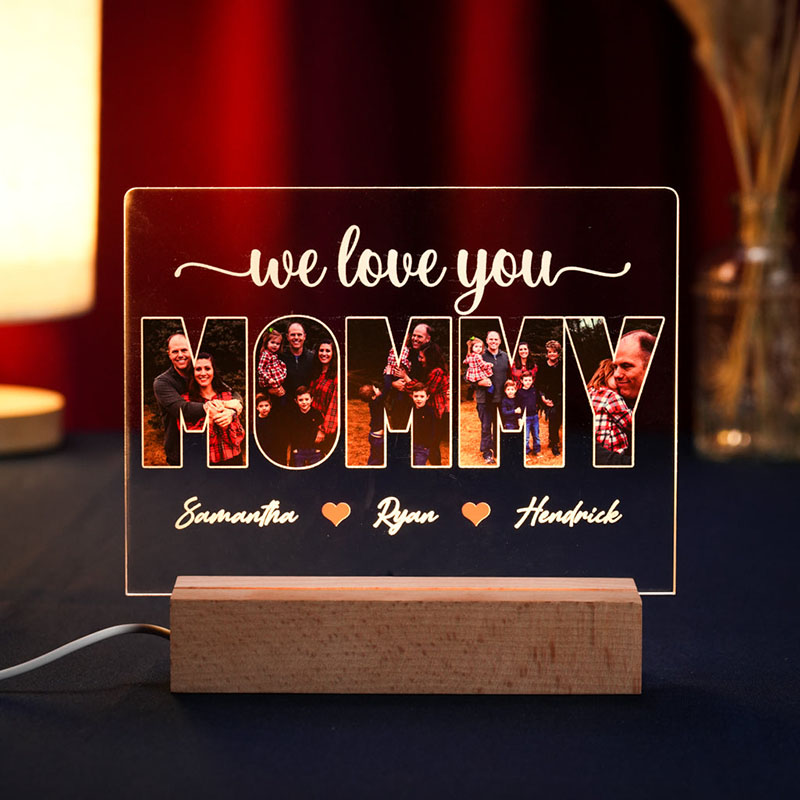 Personalized Picture Night Light with Custom Name Simple Present for Mommy
