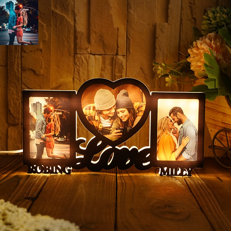 Personalized Picture Night Light with Custom Name Sweet Gift for Couples