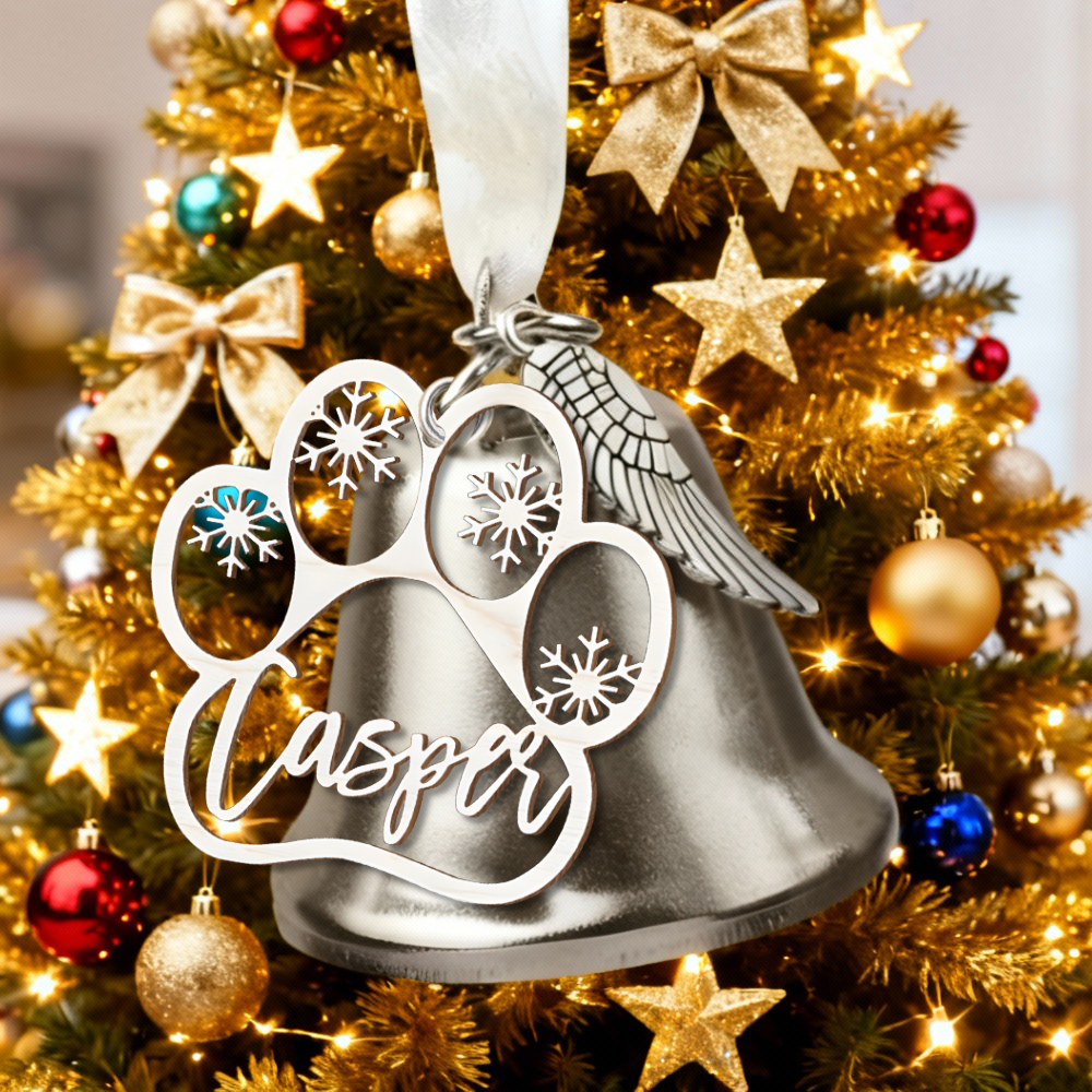 Personalisierte Weihnachtsglocke mit Namen und Schneeflockenmotiv Ein wertvolles Geschenk für Tierliebhaber