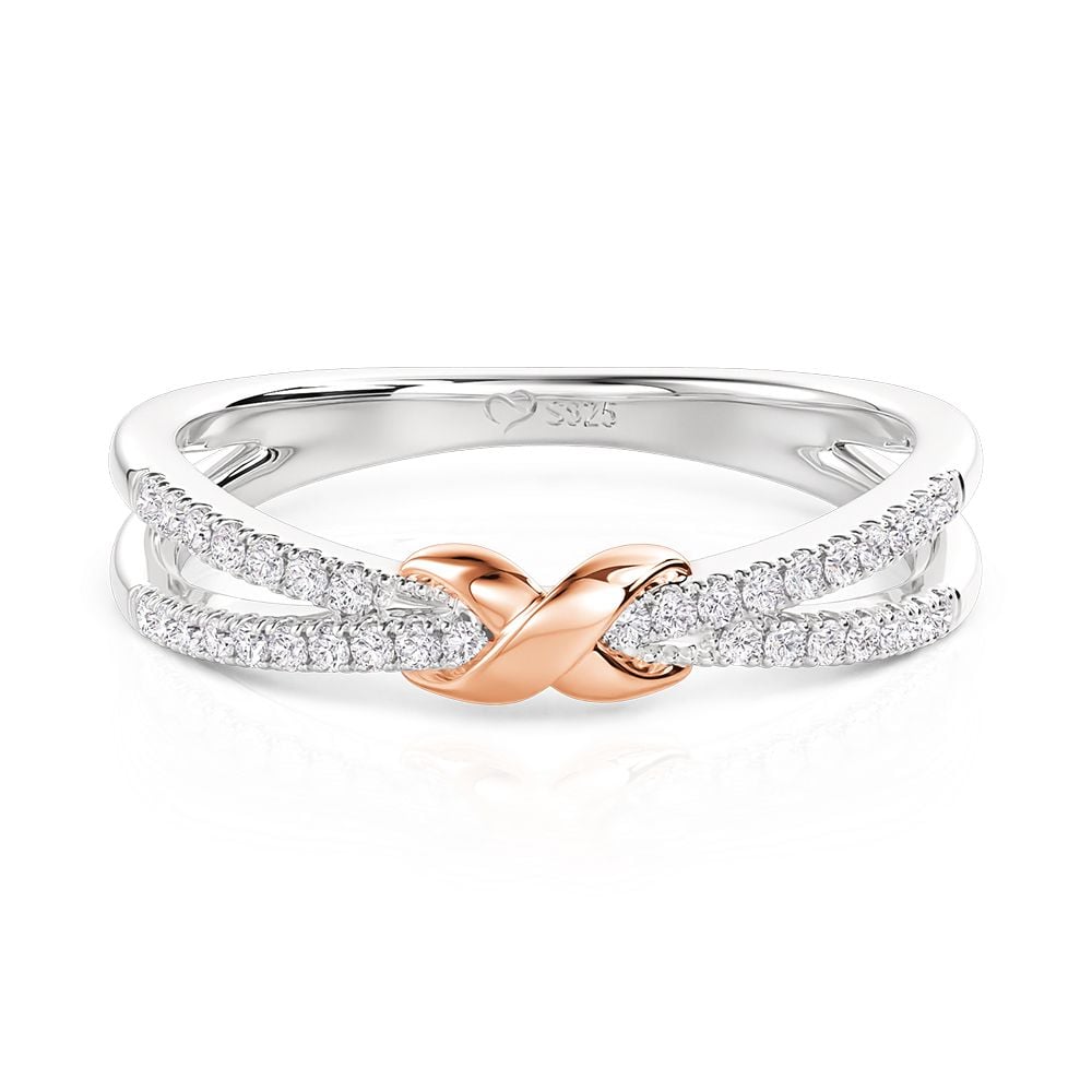 Jeulia Simple Two Tone Twist X Crossover Ring