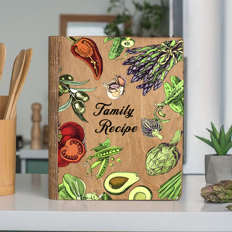 グルメ柄 名前 文字入れ 料理 レシピ ノート レシピ帳 カスタマイズ