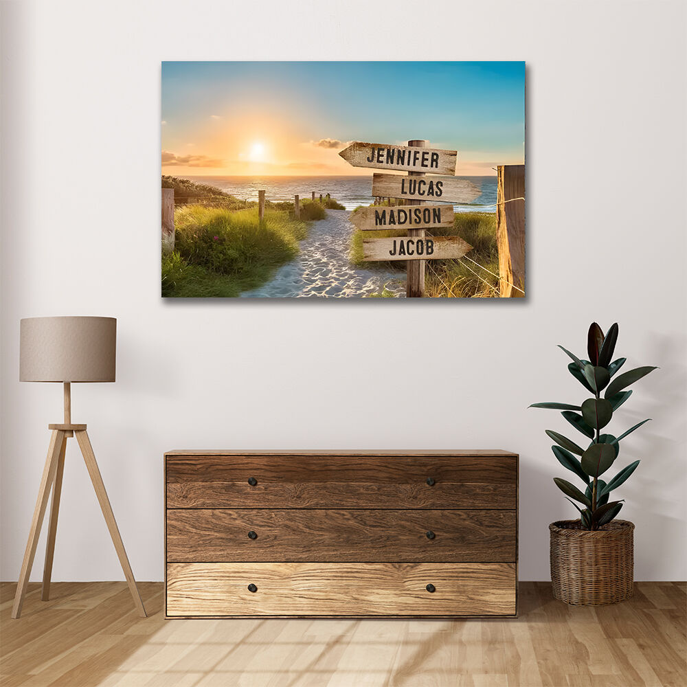 Personalized Name Canvas Wall Art Sea Pattern Best Present for Family