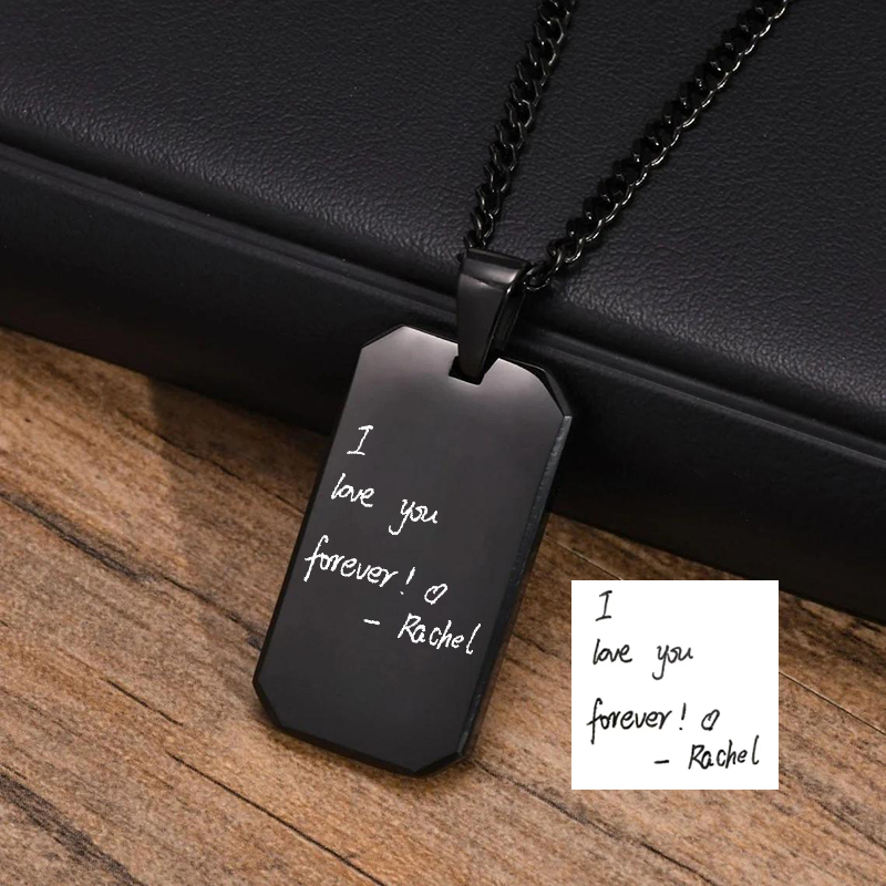 Personalized Dog Tag Necklace Customized Handwritten Photo Warm Gift