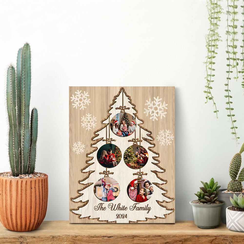 Personalized Picture Canvas Wall Art with Snowflake Pattern Unique Christmas Gift