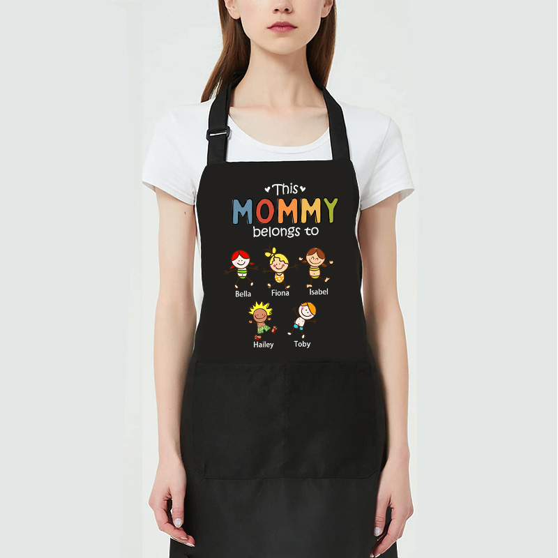 Personalized Name Apron with Cute Figure Pattern Exquisite Gift for Family