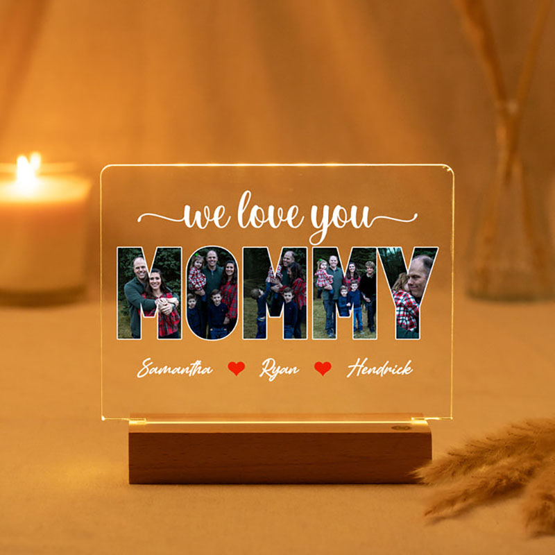 Personalized Picture Night Light with Custom Name Simple Present for Mommy